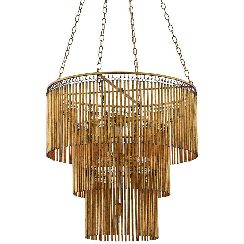 Image 3 Currey & Company Mantra 30"W Gold Leaf 3-Tier Chandelier more views