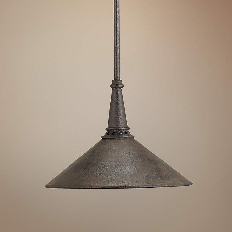 Image 1 Currey & Company Manuscript 13"W Rustic Black Dome Pendant Light