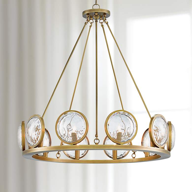 Image 1 Currey and Company MarjieScope 32" 10-Light Antique Brass Chandelier