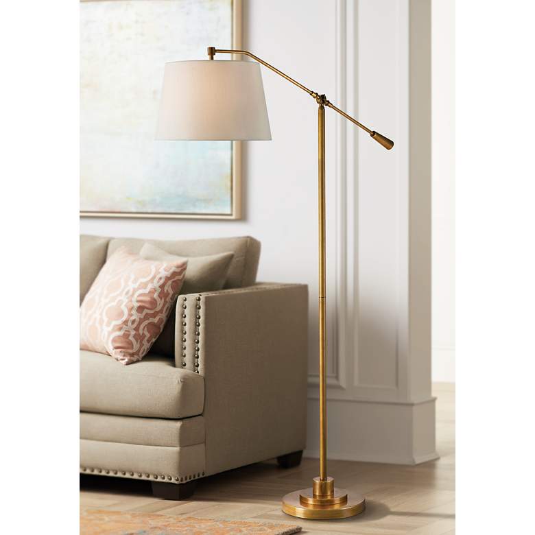 Image 1 Currey and Company Maxstoke Brass Adjustable Floor Lamp