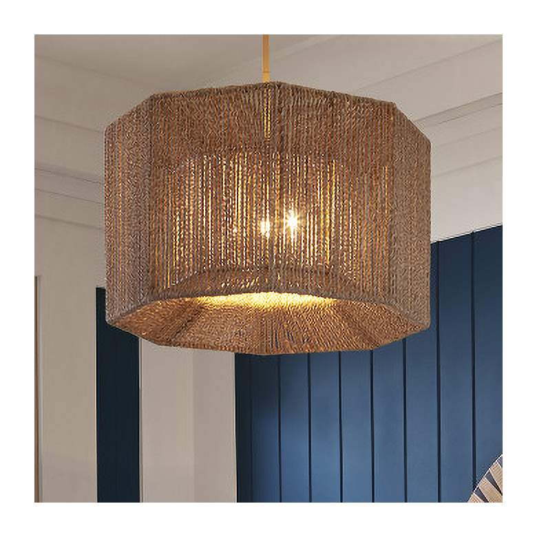 Image 1 Currey & Company Mereworth 22 1/4" Modern Coastal Rope Chandelier