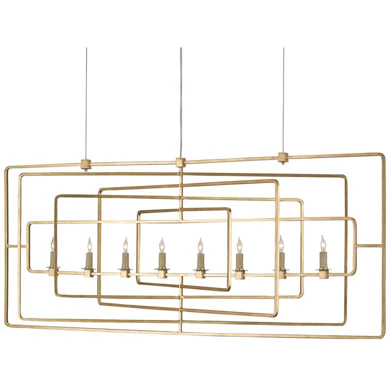 Image 1 Currey & Company Metro 54" Modern Gold Leaf Geometric Chandelier