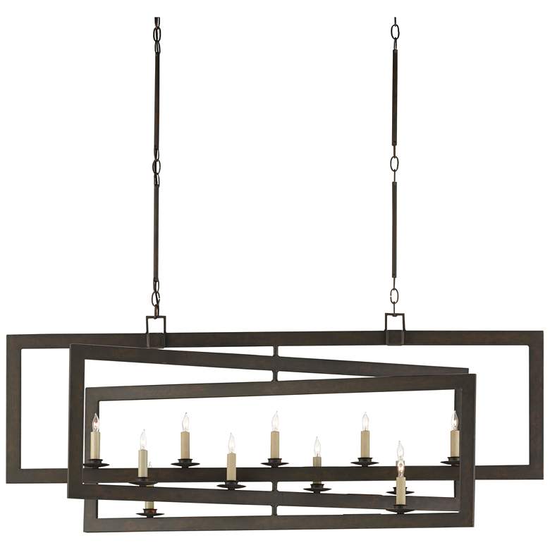 Image 1 Currey & Company Middleton 54" Bronze 11-Light Rectangular Chandel