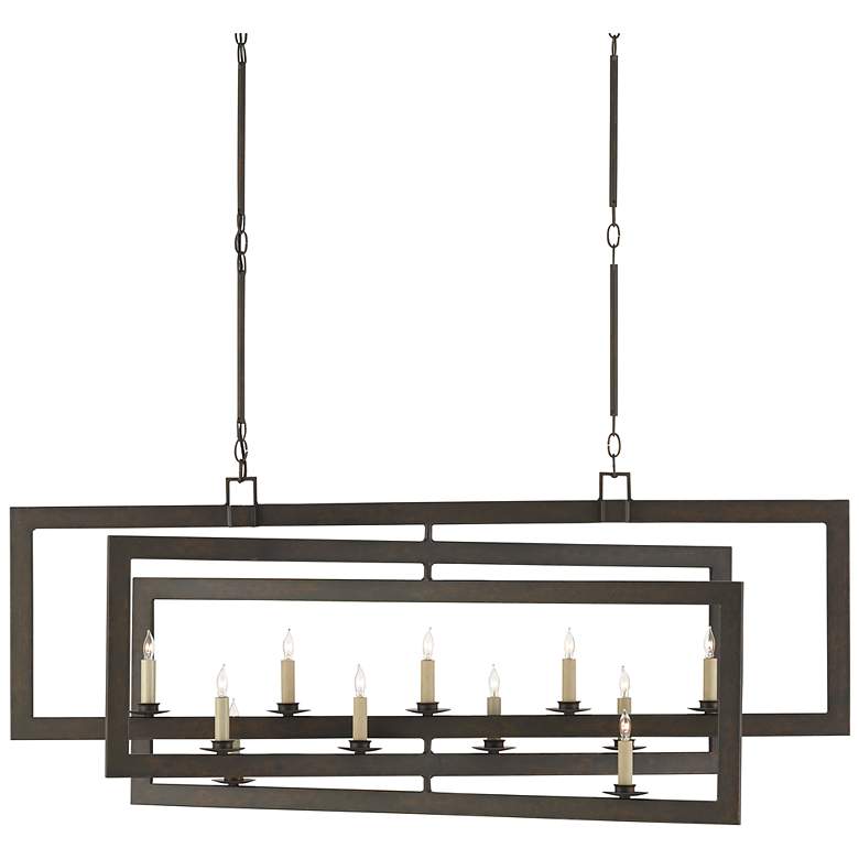 Image 2 Currey & Company Middleton 54" Bronze 11-Light Rectangular Chandel more views
