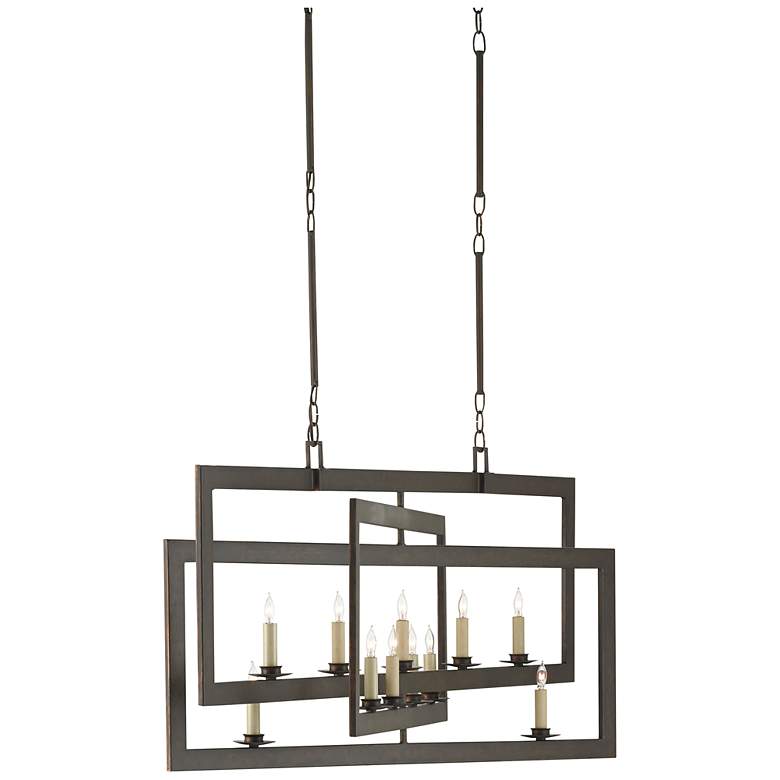 Image 3 Currey & Company Middleton 54" Bronze 11-Light Rectangular Chandel more views