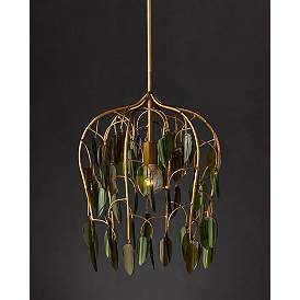 Image5 of Currey & Company Midsummer 16" Green Leaves 1-Light Pendant more views