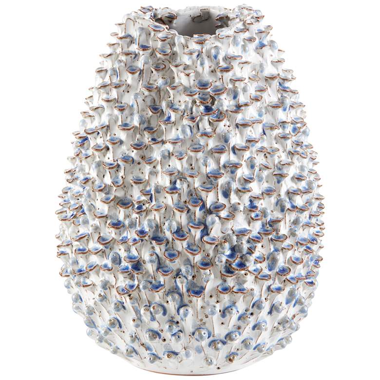 Image 1 Currey & Company Milione White and Blue 13"H Ceramic Vase