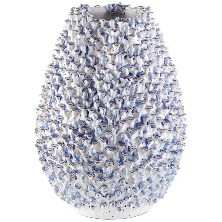 Image 1 Currey & Company Milione White and Blue 16"H Ceramic Vase