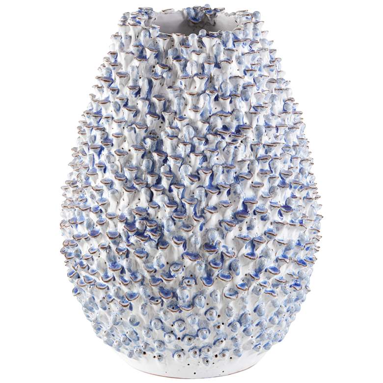 Image 1 Currey & Company Milione White and Blue 16"H Ceramic Vase