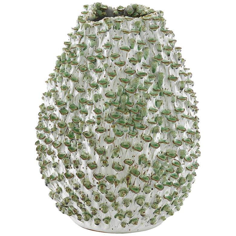 Image 1 Currey & Company Milione White and Green 13"H Ceramic Vase