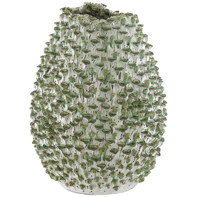 Image 1 Currey & Company Milione White and Green 16"H Ceramic Vase