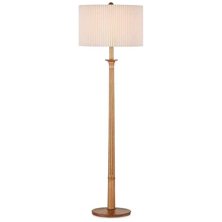 Image 1 Currey & Company Mitford Natural Wood Floor Lamp
