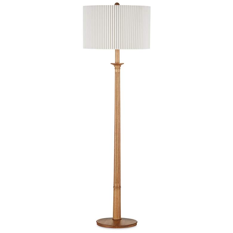 Image 2 Currey & Company Mitford Natural Wood Floor Lamp more views
