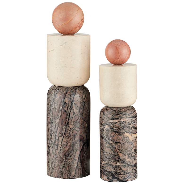 Image 3 Currey & Company Moreno Natural Marble Sculptures Set of 2