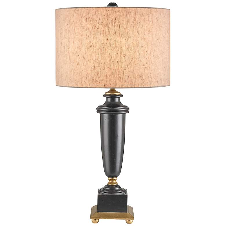 Image 1 Currey and Company Morgan Black Gold Leaf Wood Table Lamp