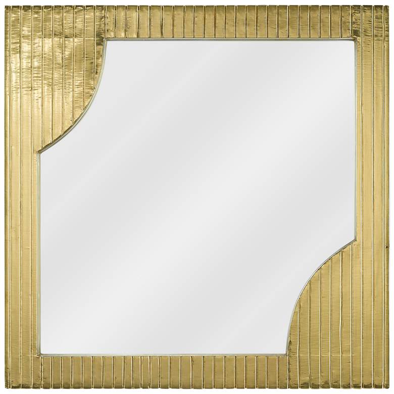 Image 1 Currey and Company Morneau Brass 24" Square Wall Mirror