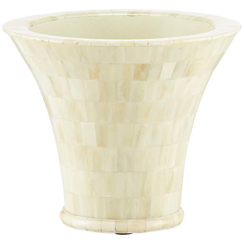 Image 1 Currey and Company Mughal Camel Bone 10" Wide Mosaic Vase