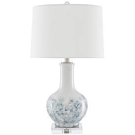 Image1 of Currey & Company Myrtle White and Blue Ceramic Table Lamp