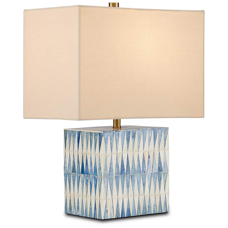 Image 1 Currey & Company Nadene 17 1/2" High Wood Blue White Table Lamp