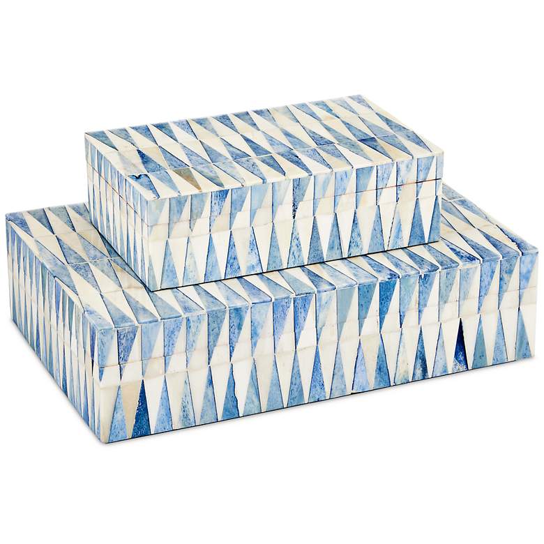 Image 1 Currey & Company Nadene Blue and Ivory Boxes Set of 2