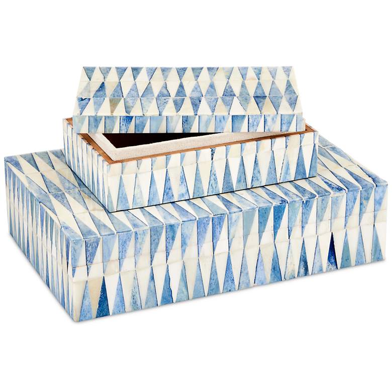 Image 2 Currey & Company Nadene Blue and Ivory Boxes Set of 2 more views