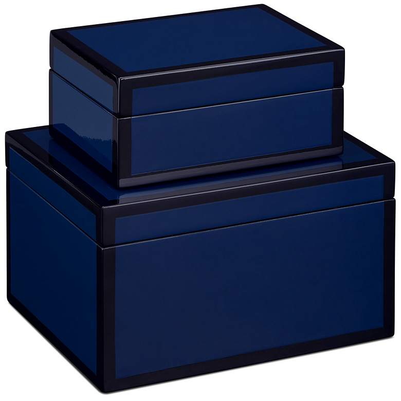 Image 1 Currey & Company Navy Lacquer Box Set of 2