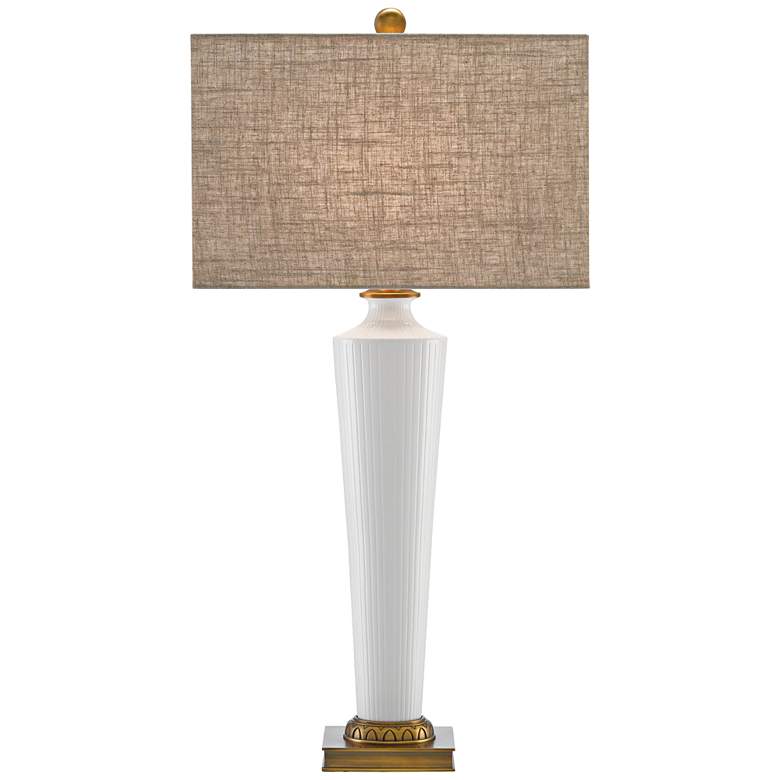 Image 1 Currey and Company Netta White and Antique Brass Table Lamp