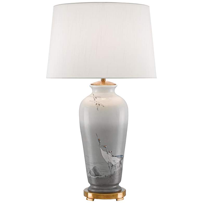 Image 1 Currey and Company Nia Gray with White Porcelain Table Lamp