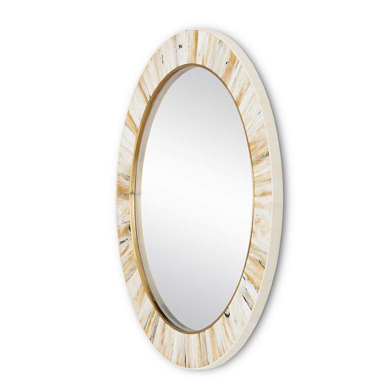 Image 3 Currey & Company Niva Cream Faux Horn 24" Round Wall Mirror more views