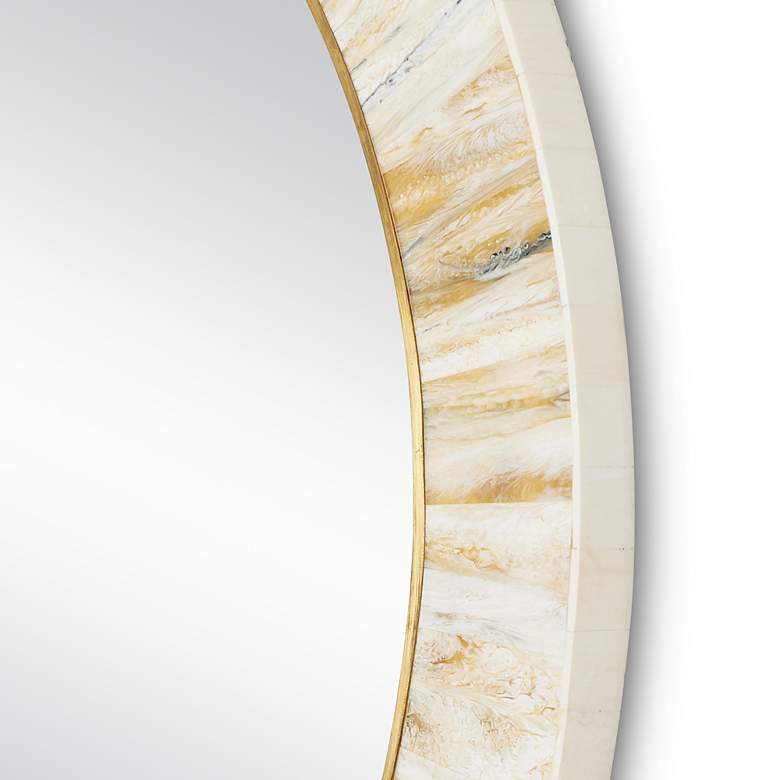 Image 4 Currey & Company Niva Cream Faux Horn 24" Round Wall Mirror more views