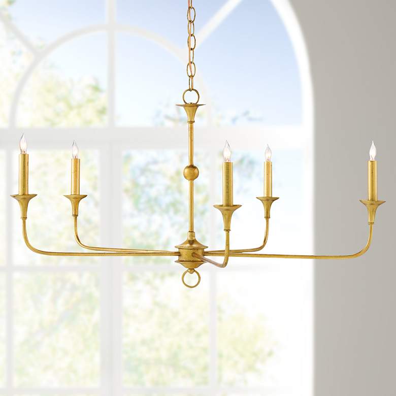 Image 1 Currey & Company Nottaway 36" 5-Light Gold Candelabra Chandelier