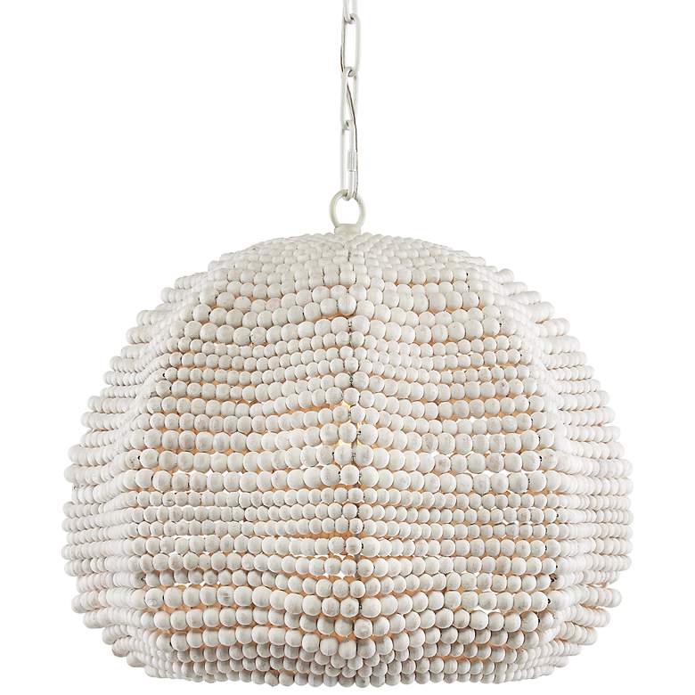Image 3 Currey and Company Octavia 19" Whitewashed Wooden Beads Pendant Light