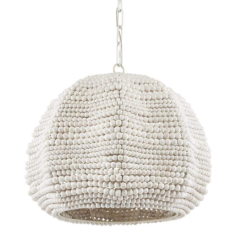 Image 5 Currey and Company Octavia 19" Whitewashed Wooden Beads Pendant Light more views