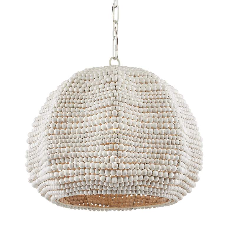 Image 6 Currey and Company Octavia 19" Whitewashed Wooden Beads Pendant Light more views