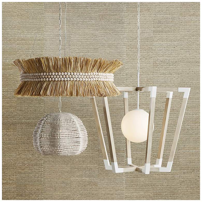 Image 7 Currey and Company Octavia 19" Whitewashed Wooden Beads Pendant Light more views