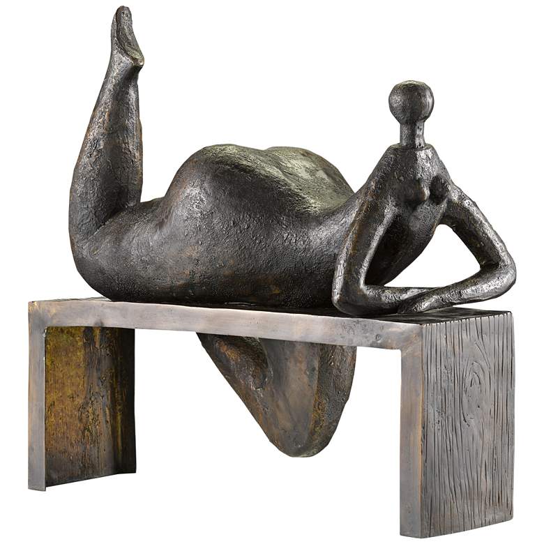 Image 1 Currey & Company Odalisque 19 1/2" Wide Bronze Sculpture