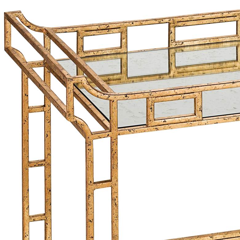 Image 2 Currey and Company Odeon 36" Wide Gold Leaf Bar Cart more views