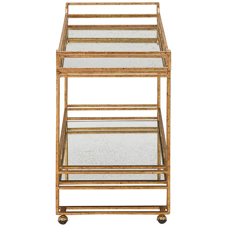 Image 5 Currey and Company Odeon 36" Wide Gold Leaf Bar Cart more views