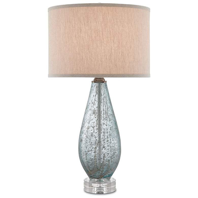 Image 1 Currey & Company Optimist Pale Blue Speckle Glass Table Lamp