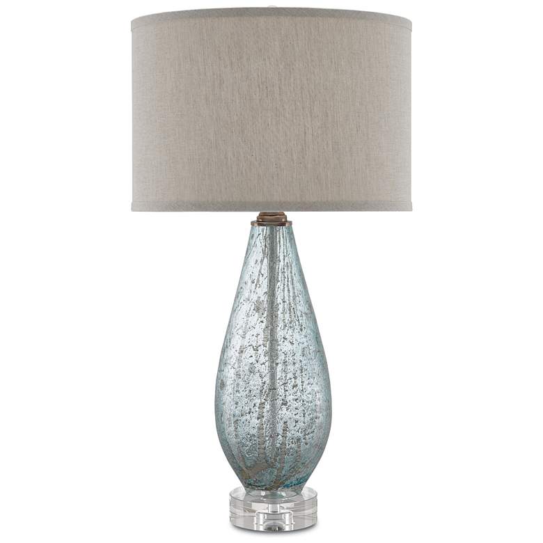 Image 2 Currey & Company Optimist Pale Blue Speckle Glass Table Lamp more views