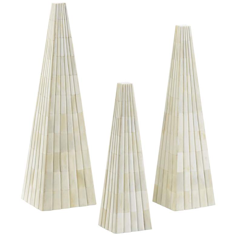 Image 1 Currey and Company Ossian White Obelisk Sculptures Set of 3
