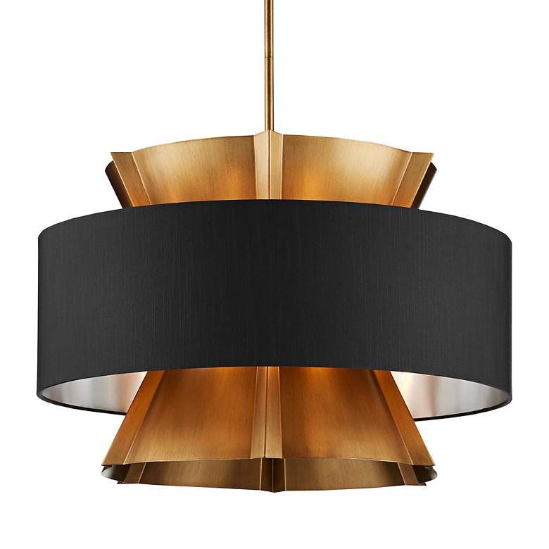 Image 3 Currey & Company Oxenwood 24" Modern Brass and Black Chandelier more views