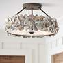 1_Currey & Company Oyster Shell 19" Wide Bronze Drum Ceiling Light