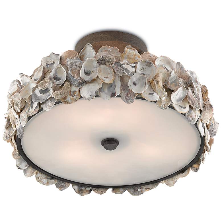 Image 4 Currey & Company Oyster Shell 19" Wide Bronze Drum Ceiling Light more views