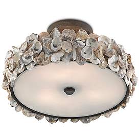 Image5 of Currey & Company Oyster Shell 19" Wide Bronze Drum Ceiling Light more views