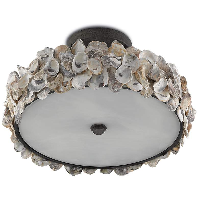 Image 5 Currey & Company Oyster Shell 19" Wide Bronze Drum Ceiling Light more views