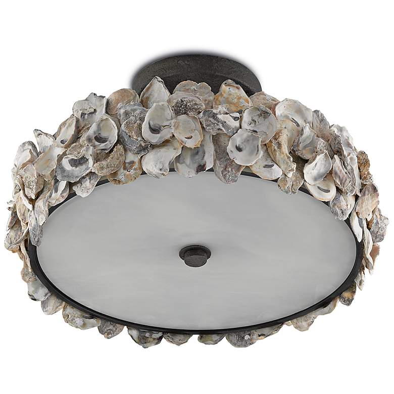 Image 6 Currey & Company Oyster Shell 19" Wide Bronze Drum Ceiling Light more views