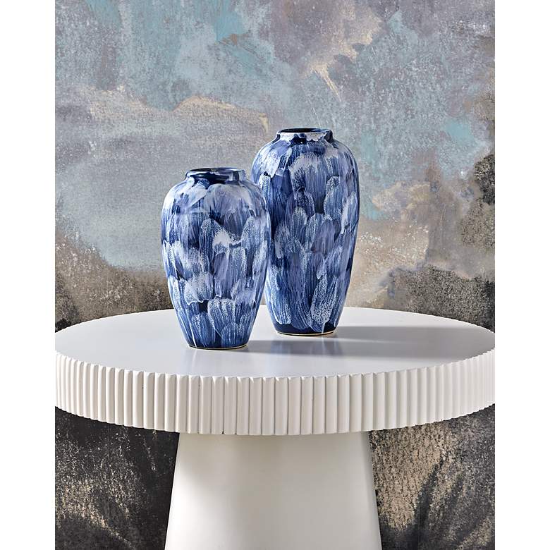 Image 6 Currey & Company Pallas Blue and White Ceramic Vases Set of 2 more views