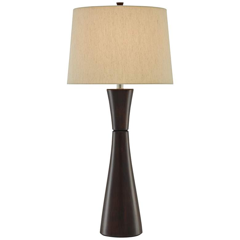 Image 1 Currey and Company Parlance Walnut Wood Table Lamp