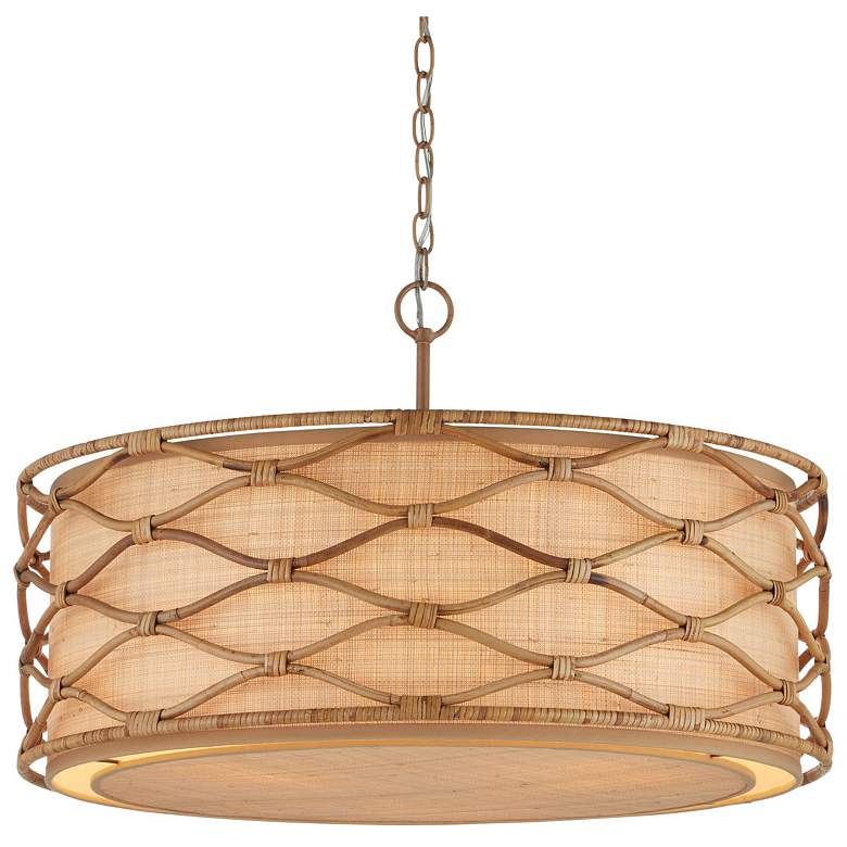 Image 1 Currey & Company Partita 28.25" Rattan 3-Light Pendant